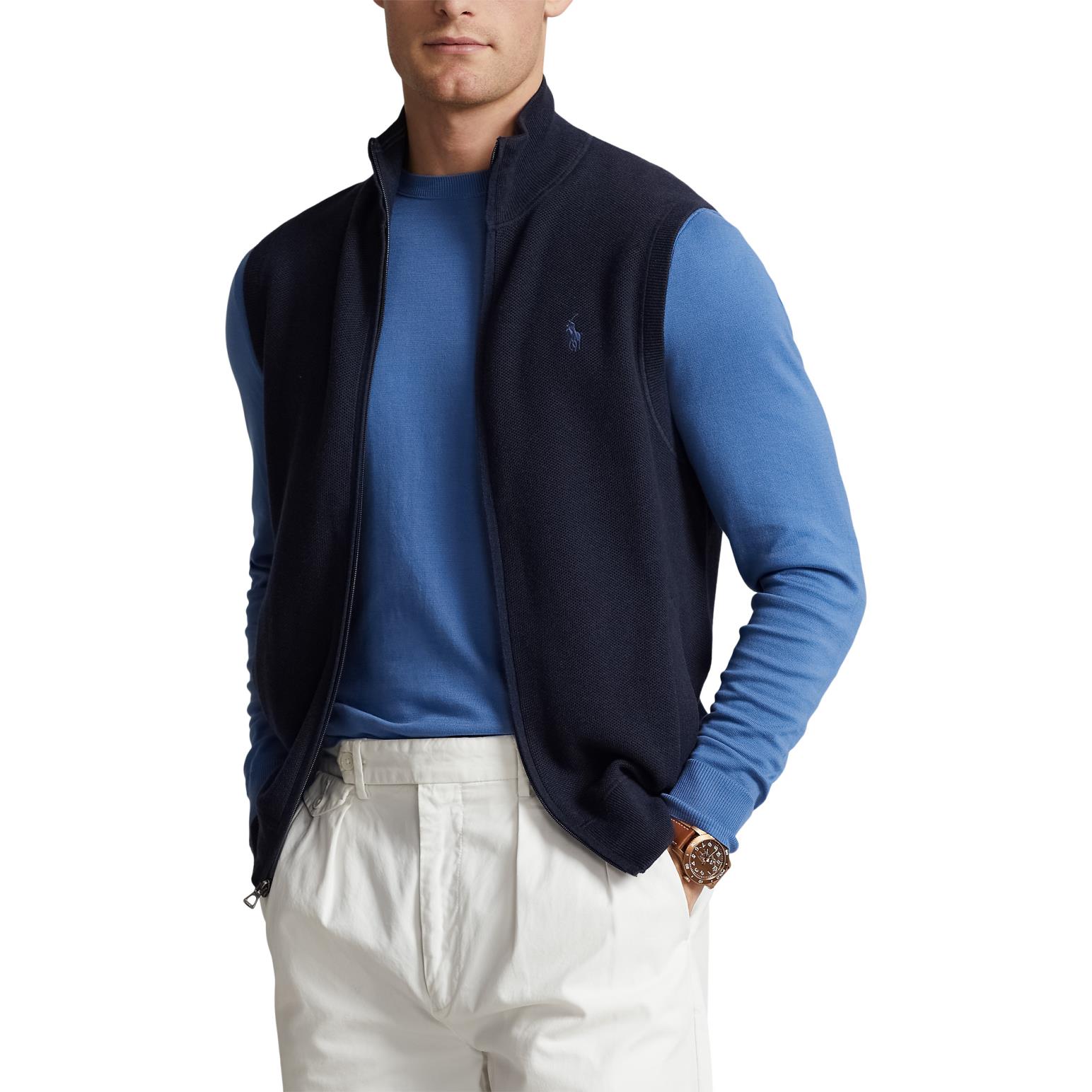 Polo Ralph Lauren Mesh-Knit Cotton Full-Zip Sweater Vest